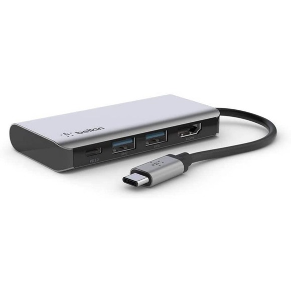 Belkin - AVC006btSGY USB-C® 4-in-1 Multiport Adapter - Gray
